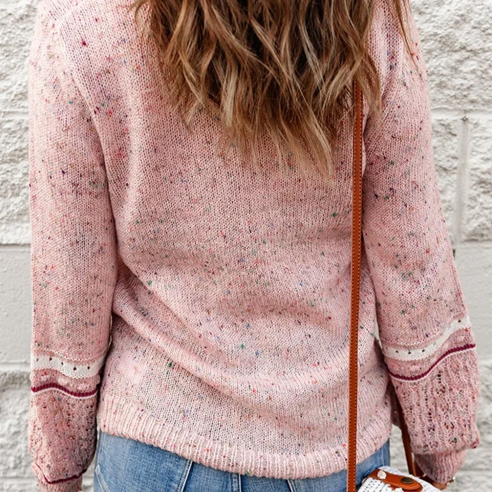 Pink Pilling Detail Patterned Sleeve Sweater - Picture 2 of 16